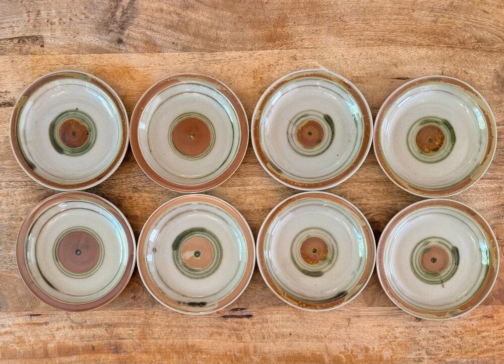 Vintage Iron Mountain Stoneware Whispering Pines Salad Plates Set of 8 Signed